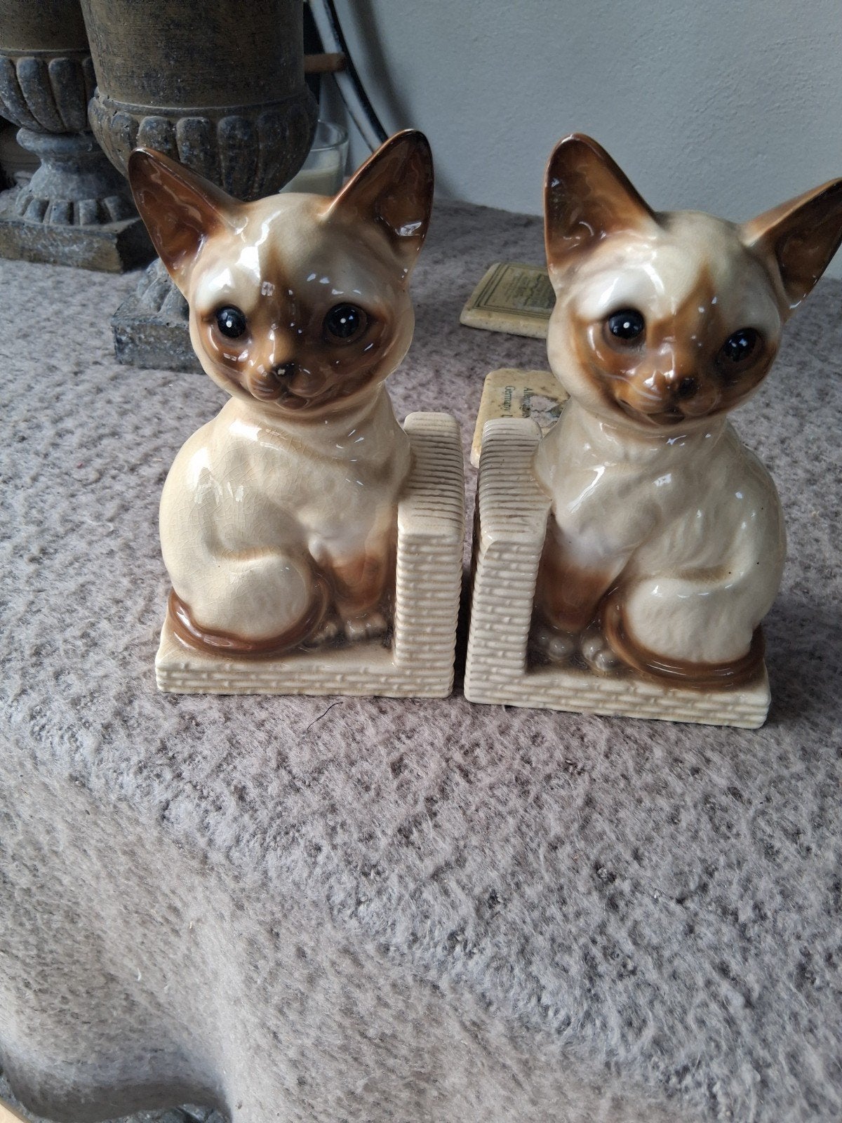 Vintage Siamese kat boekensteunen - Keramiek, Ophalen, Zo goed als nieuw, Katten, Onbekend