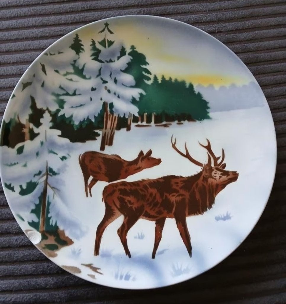 Villeroy & Boch Wallerfangen Bord Winter Eland Rood Hert, Ophalen, Gebruikt, Bord(en), Overige stijlen