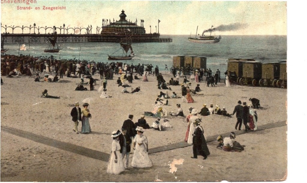 Oude Ansichtkaart Scheveningen Strand Zeegezicht Pier, Ophalen of Verzenden, Voor 1920, Ongelopen