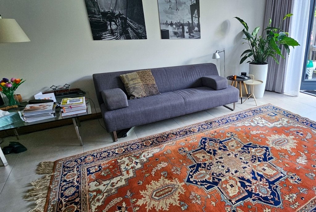Oosters tapijt - Hereke/Herez - 329x223, Huis en Inrichting, Ophalen, Gebruikt, Oosters - Hereke/Herez, Blauw