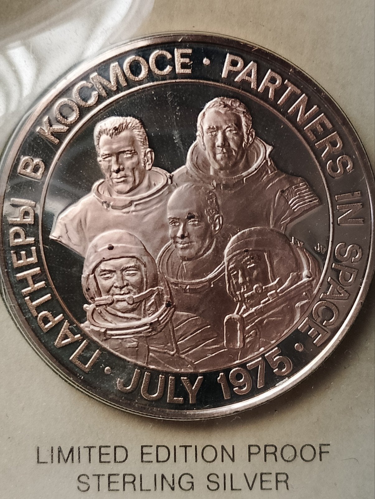 Penning Apollo Soyuz zilver, Postzegels en Munten, Penningen en Medailles, Ophalen, Overige materialen