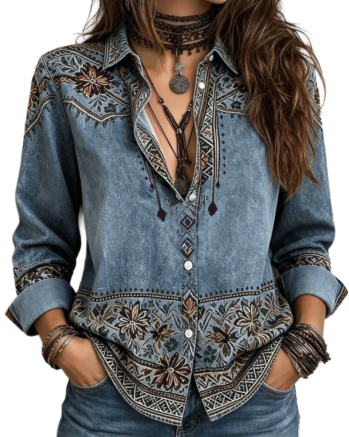 Boho blouse Blauw (44-52), Verzenden, Nieuw, Blauw, Blouse of Tuniek