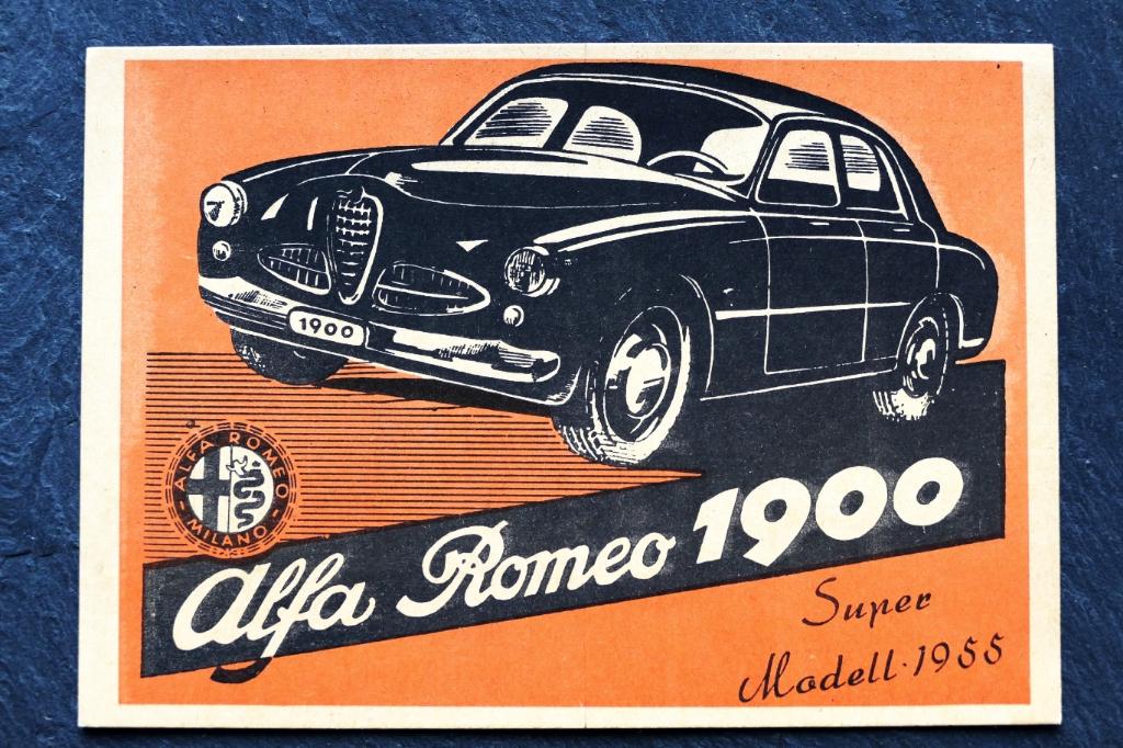 Reclame Alfa Romeo 1900 Super Modell 1955, Verzenden, 1920 tot 1940, Ongelopen, Voertuig