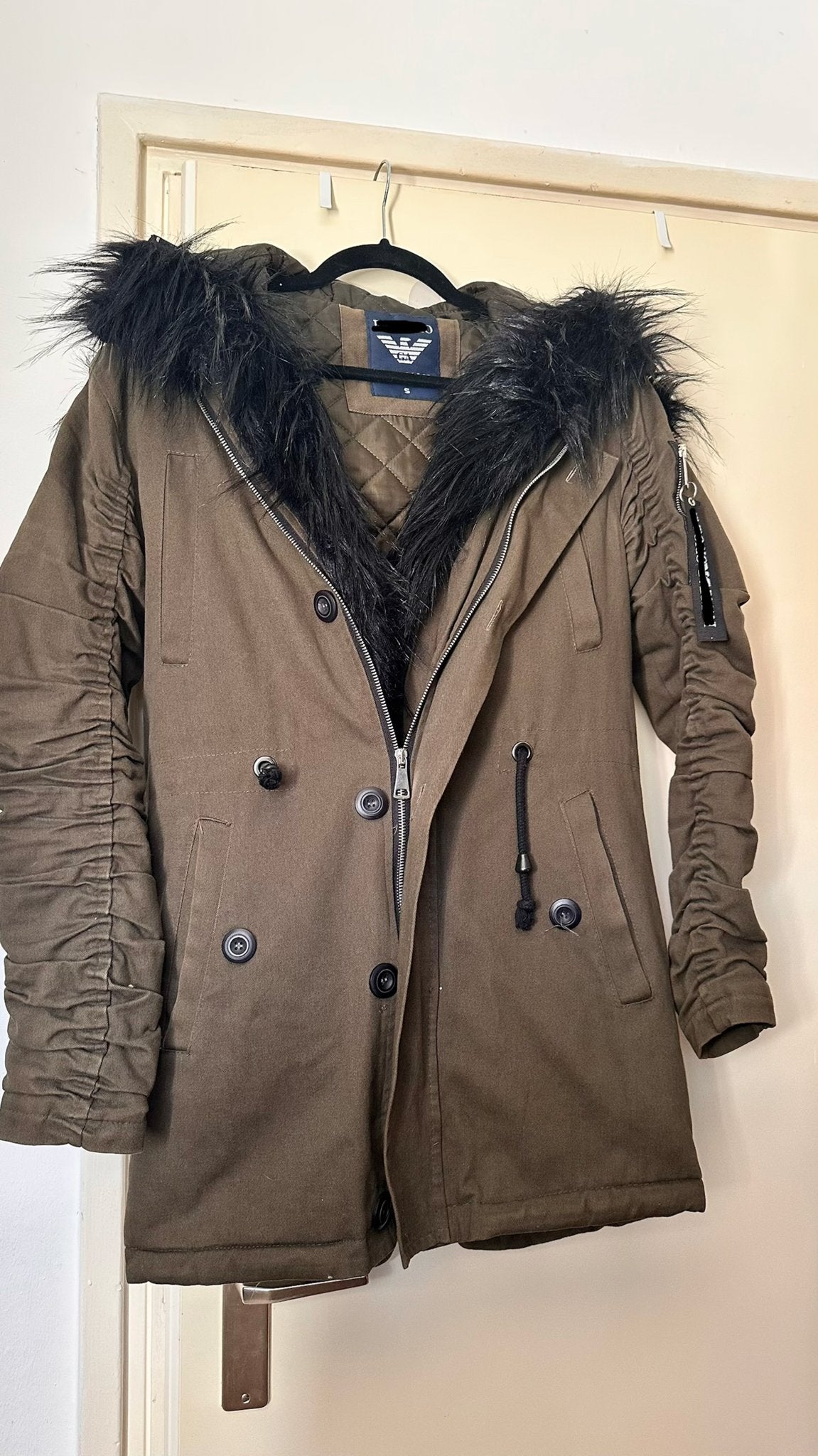Nieuwe winterjas met bontkraag - Maat S, Kleding | Dames, Ophalen of Verzenden, Nieuw, Maat 36 (S), Groen