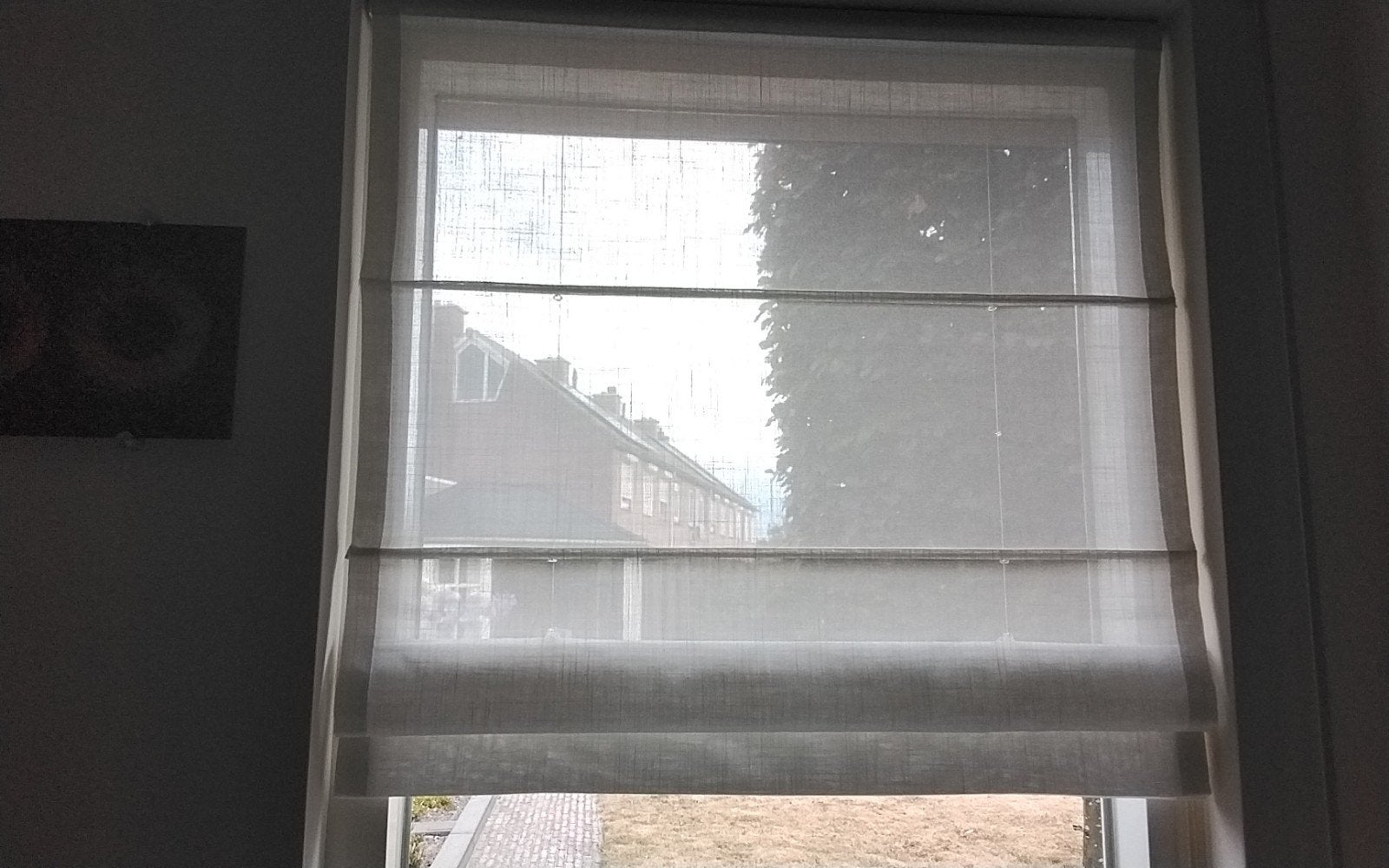 Rail en vouwgordijn kompleet, Ophalen of Verzenden, 95 cm, Vouwgordijn, Crème