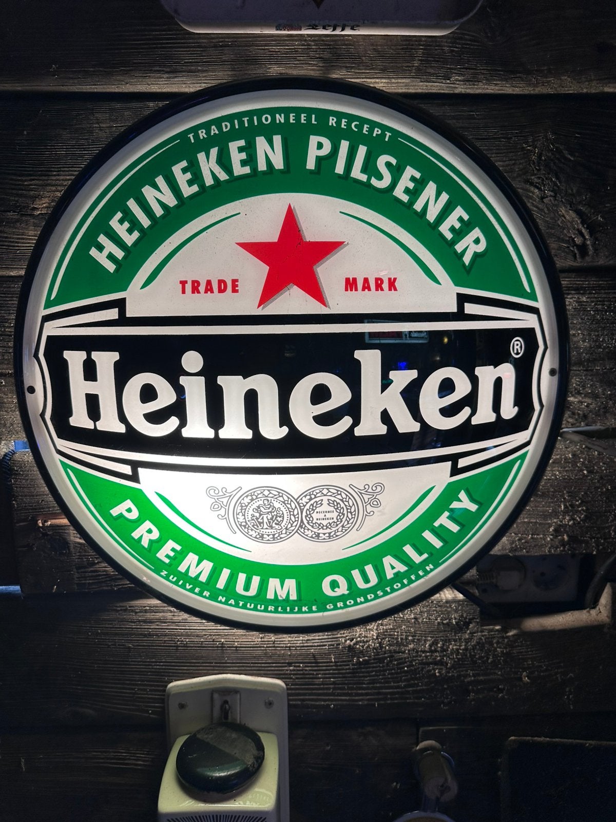 Te koop mooi Heineken reclamebord., Verzamelen, Biermerken, Ophalen, Zo goed als nieuw, Reclamebord, Plaat of Schild, Heineken