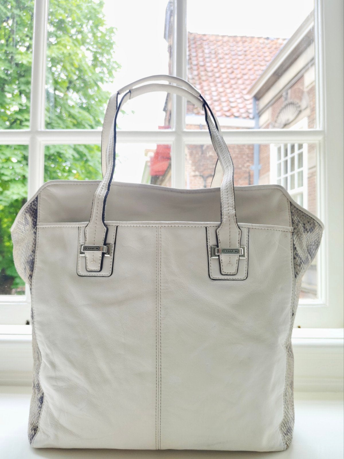 Coach Taylor Mixed Exotic leren tas Ivory Python Origineel, Ophalen of Verzenden, Gebruikt, Wit, Handtas