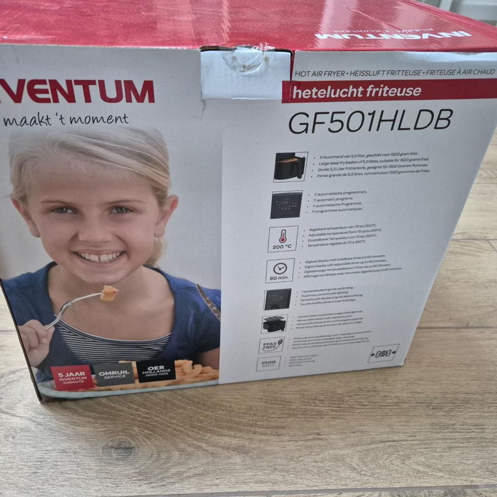 Inventum Hetelucht Friteuse GF501HLDB - Nieuw in doos, Witgoed en Apparatuur, Frituurpannen, 4 liter of meer, Ophalen of Verzenden