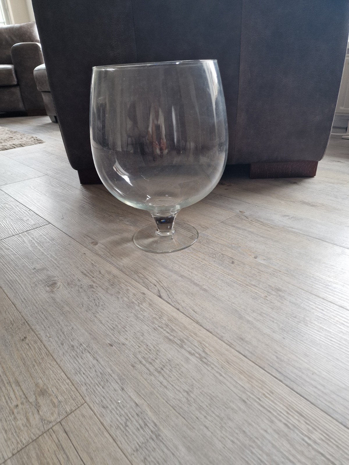 Grote vaas op voet - Cognacglas stijl, Ophalen, Op voet, Transparant, Glas
