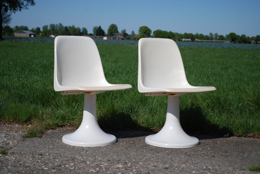 Vintage kunststof kuipstoelen tulpstoelen, Ophalen, Kunststof, Gebruikt, Twee