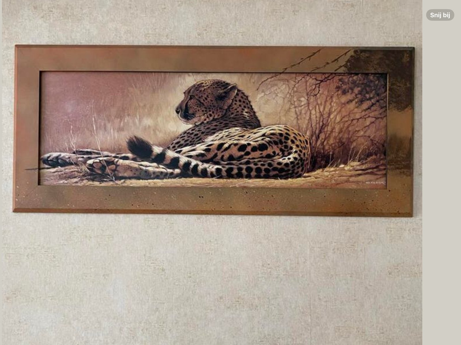 Schilderij luipaard in lijst, Antiek en Kunst, Kunst | Schilderijen | Klassiek, Ophalen of Verzenden