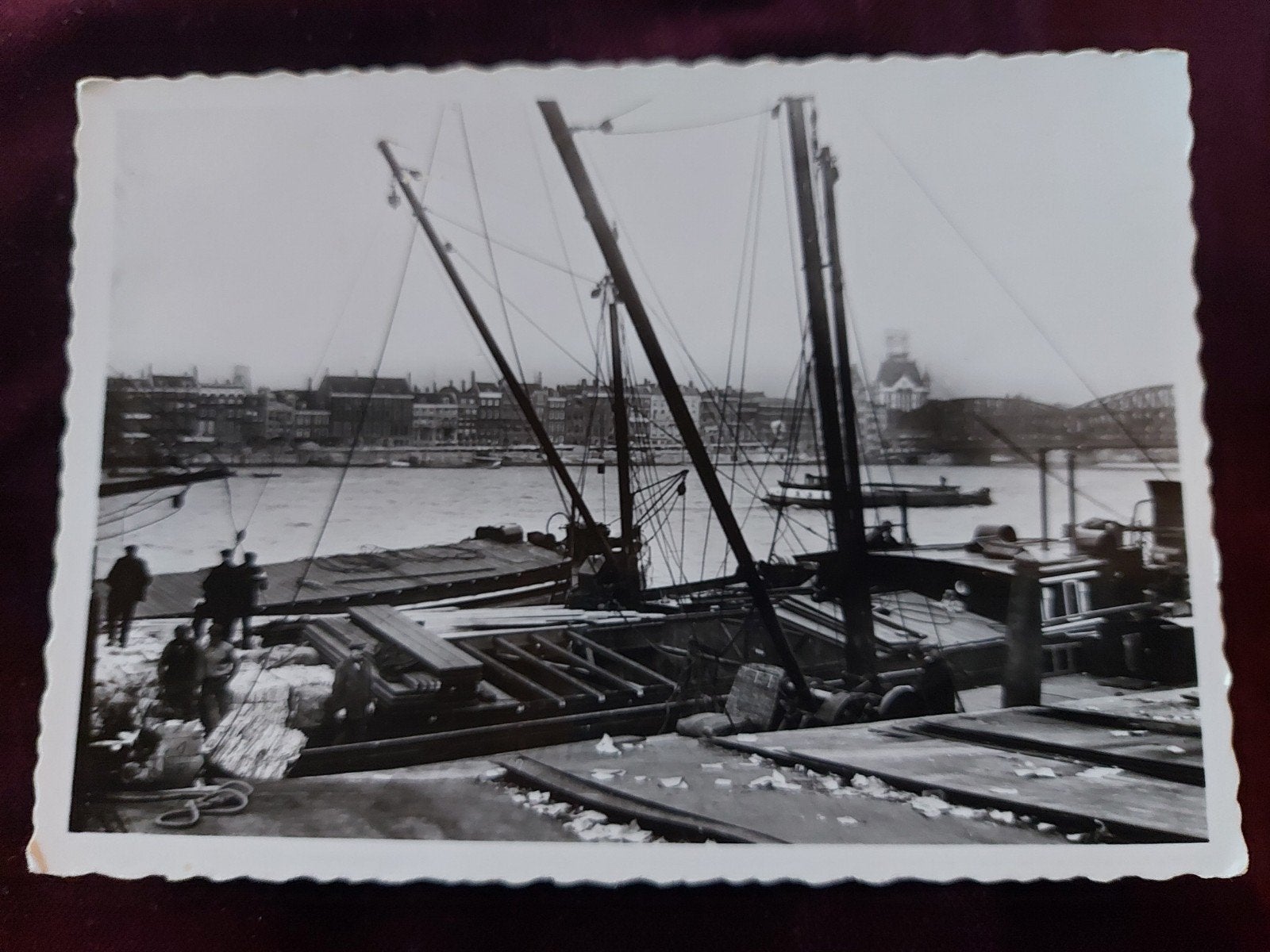 Oude foto Rotterdam Maas met boompjes, Gebr. Spaniersberg, Ophalen of Verzenden, 1920 tot 1940, Ongelopen, Zuid-Holland