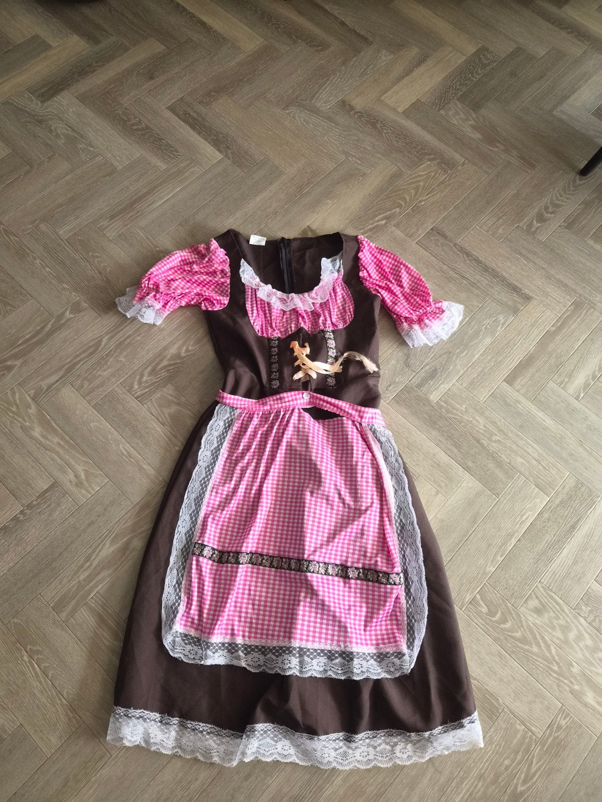 Dirndl jurk Oktoberfest kostuum maat 40-42, Ophalen, Bruin, Maat 42/44 (L), Gedragen