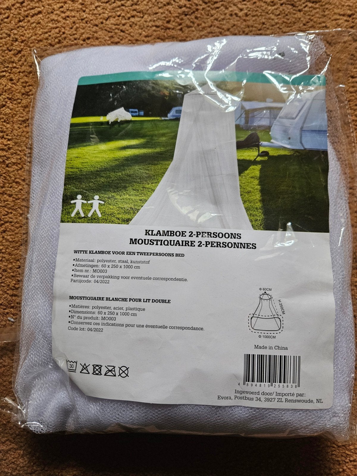 Witte klamboe 2-persoons bed - Nieuw in verpakking, Caravans en Kamperen, Ophalen of Verzenden, Nieuw