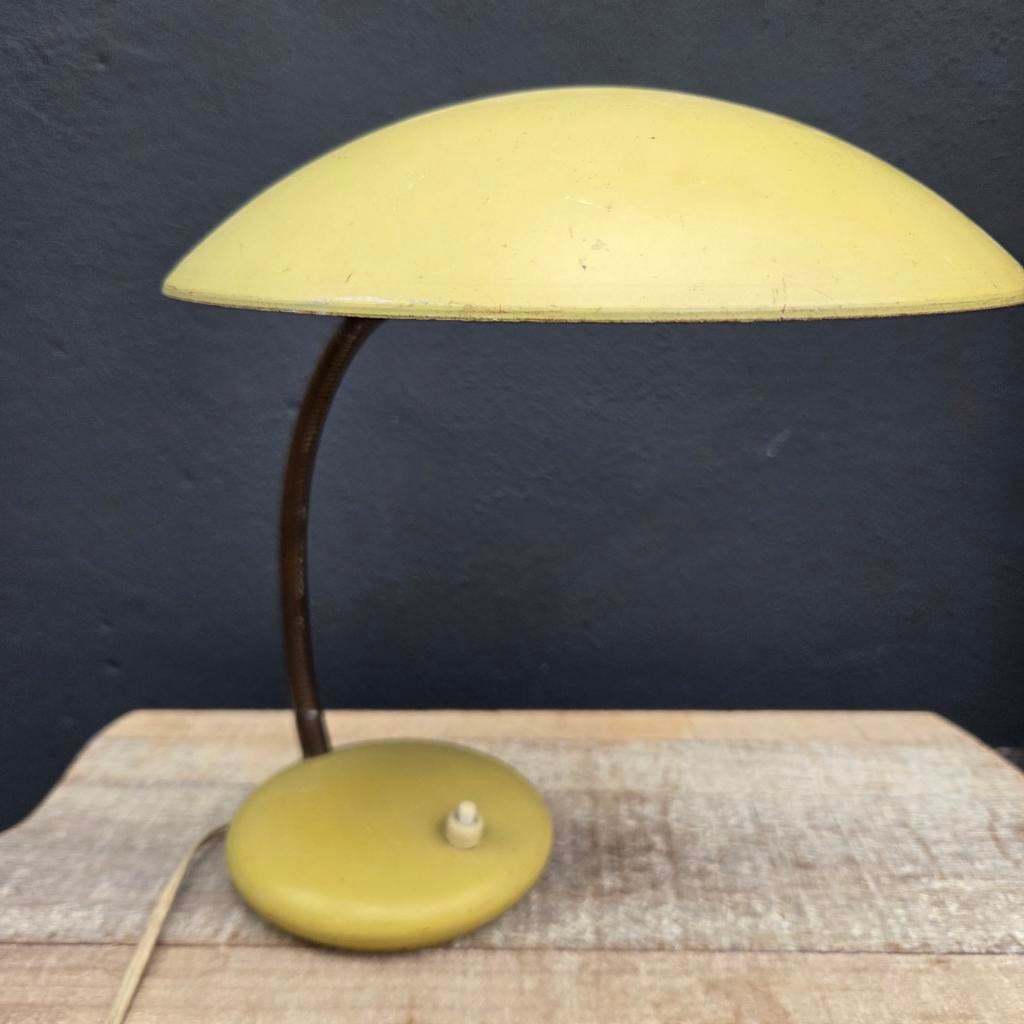 Vintage bureaulamp buigbare kap maisgeel, Antiek en Kunst, Antiek | Lampen, Ophalen of Verzenden