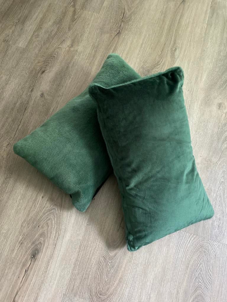 2 Groene Sierkussens 30x50 cm - Leen Bakker, Huis en Inrichting, Woonaccessoires | Kussens, Ophalen of Verzenden, Zo goed als nieuw