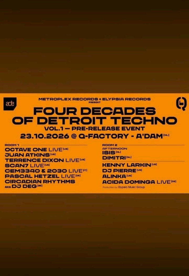 2 tickets ADE – Four Decades of Detroit Techno | Q-Factory, Twee personen, Oktober
