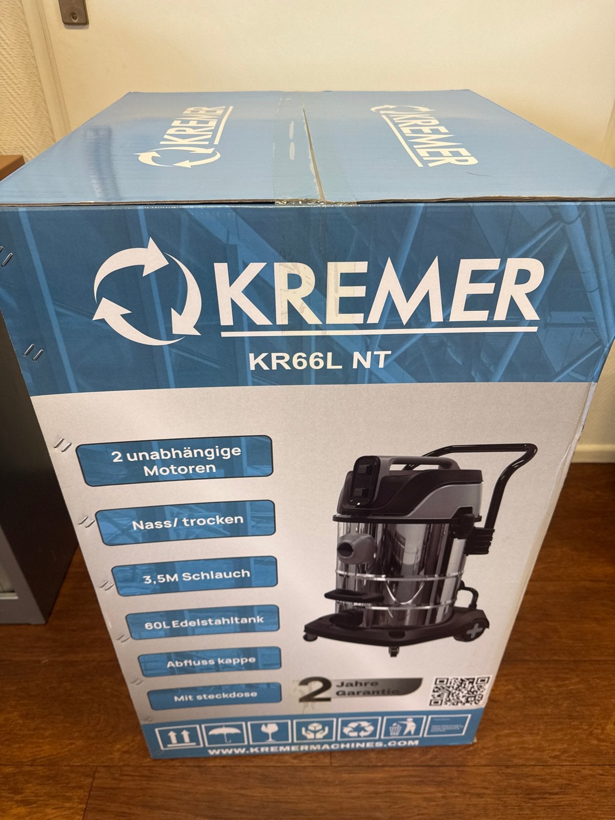 KREMER KR66L NT Industriële Stofzuiger Nat/Droog 60L, Ophalen, Nieuw, Industriële stofzuiger, Reservoir