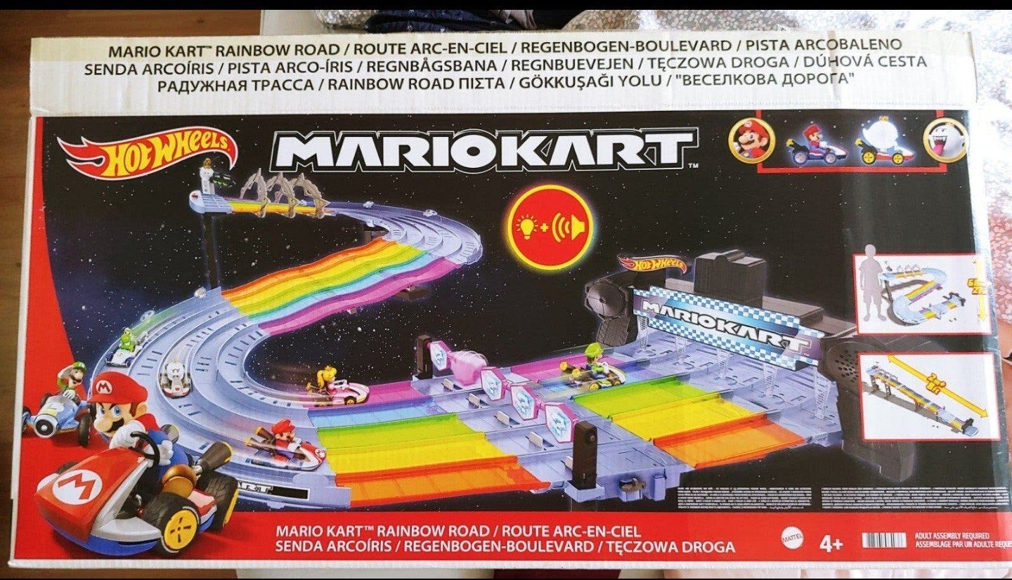 Hot Wheels Mario Kart Rainbow Road Racebaan, Ophalen, Zo goed als nieuw, Handmatig, Hot Wheels