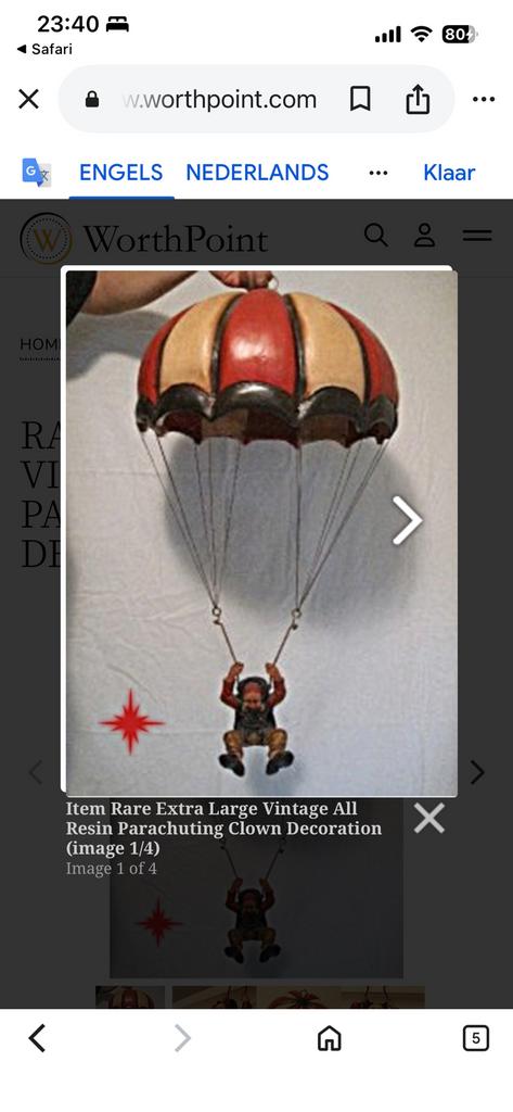Zeldzame vintage parachute clown, Antiek en Kunst, Ophalen of Verzenden
