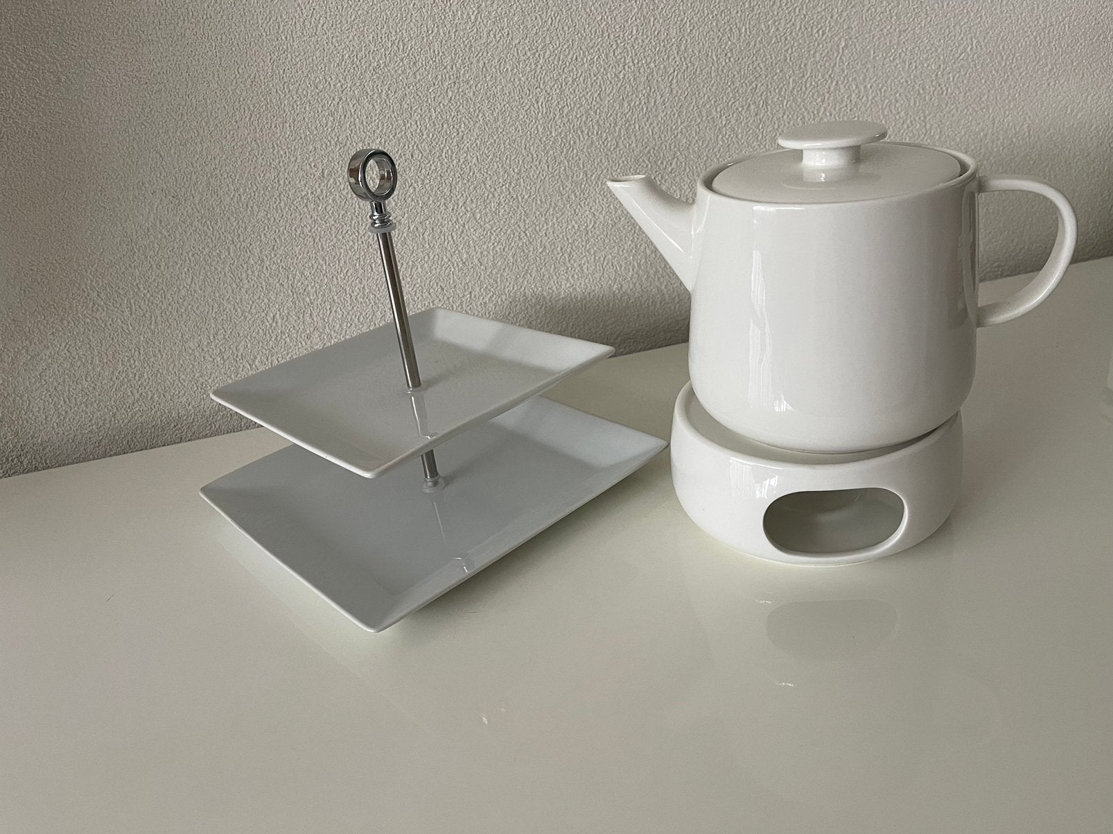 Theelichthouder+ serveertoren (2dlg), Huis en Inrichting, Keuken | Servies, Ophalen of Verzenden, Zo goed als nieuw, Overige stijlen