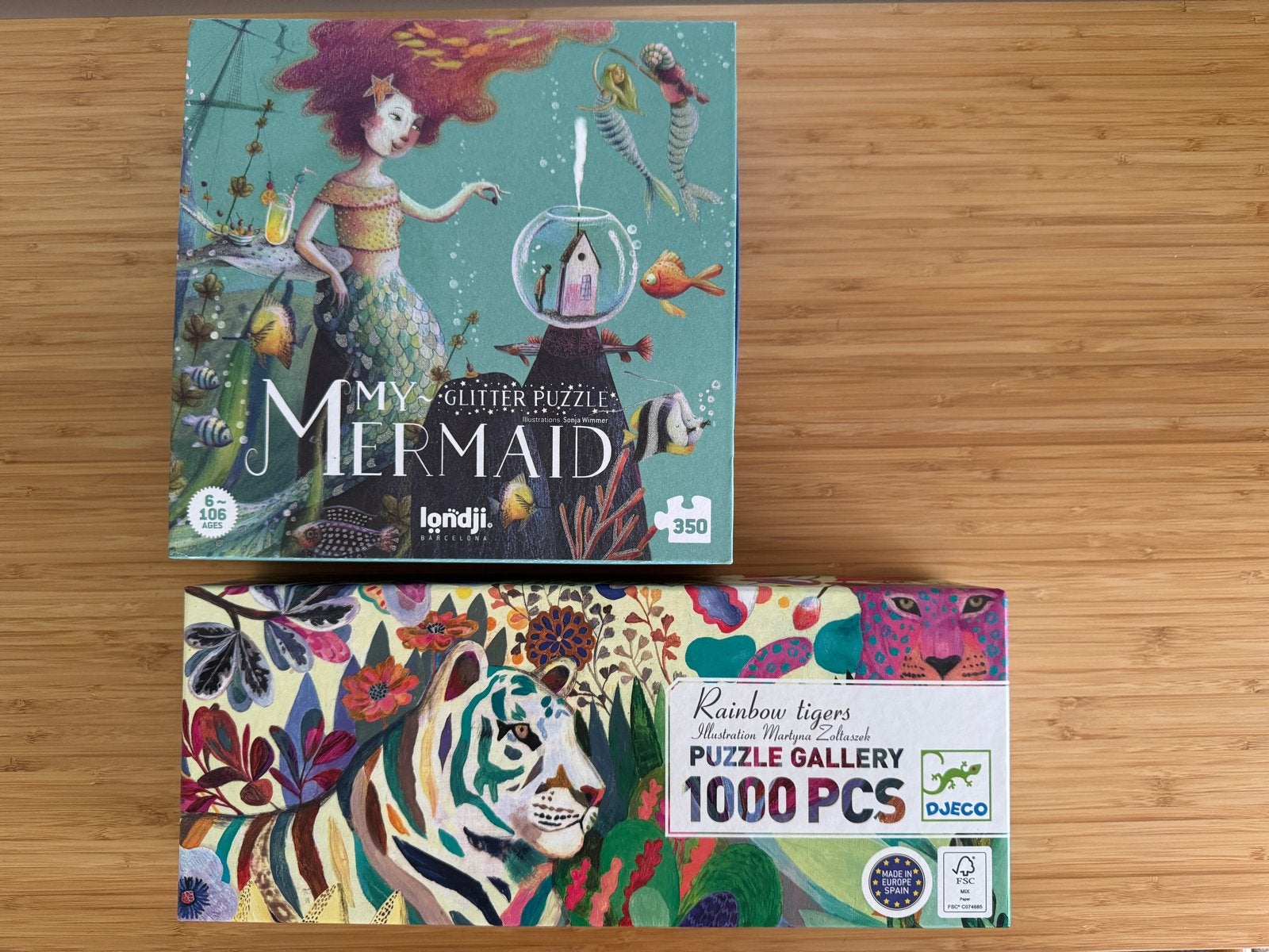 Twee Puzzels: Londji My Mermaid (350) & Djeco Rainbow Tigers, Ophalen, Nieuw
