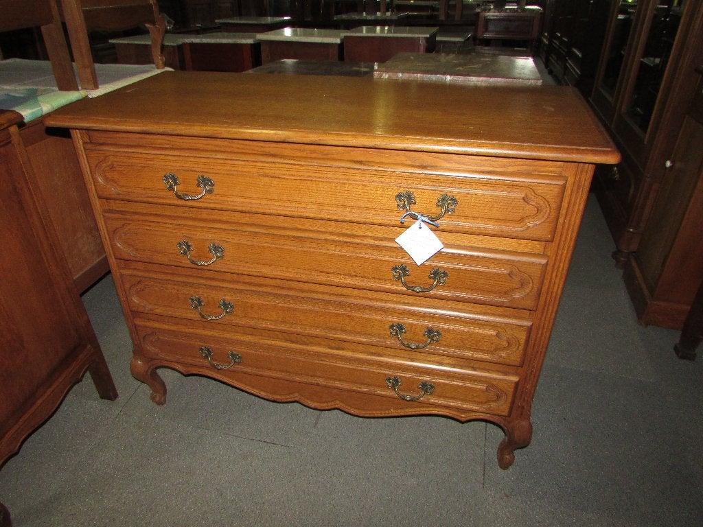 Barok eiken ladenkast commode tv kast queen anne stijl, Gebruikt, Queen anne stijl, Eikenhout, 3 of 4 laden
