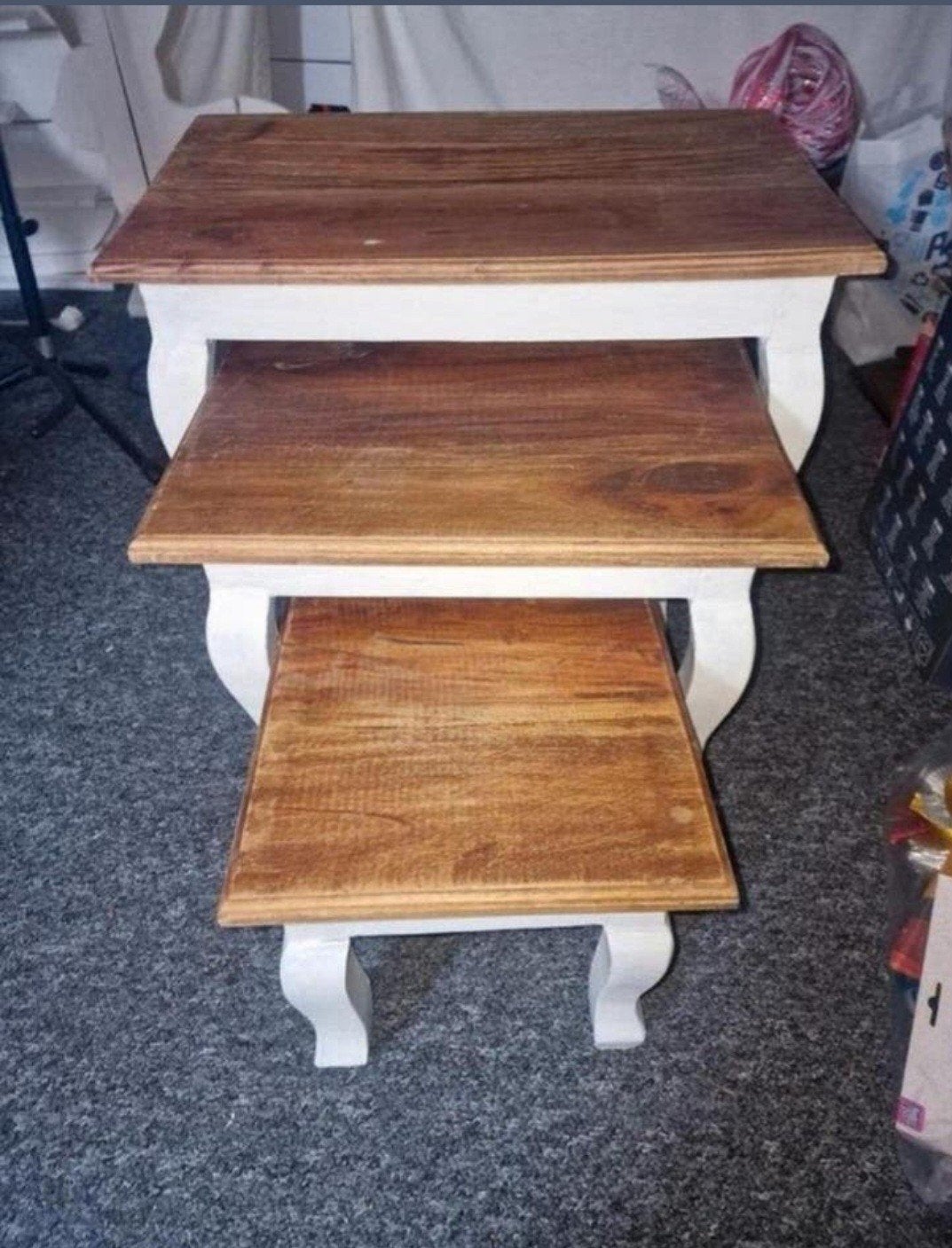 Brocante bijzettafeltjes 3 stuks, Ophalen, Rechthoekig, Minder dan 55 cm