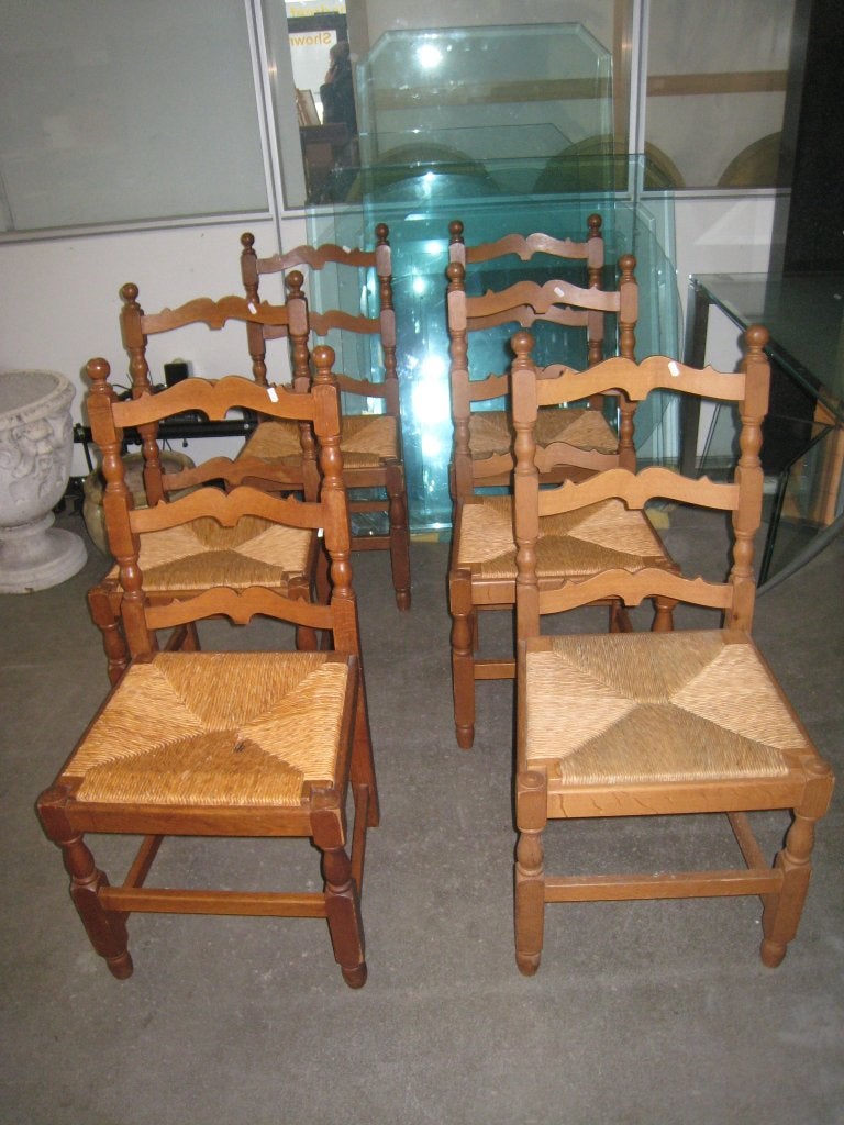 Set van 6 brocante houten stoelen, Huis en Inrichting, Stoelen, Niet ingevuld, Gebruikt, Niet ingevuld, Niet ingevuld