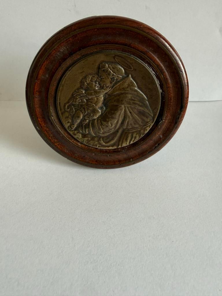 Antieke Plaquette St Antonius van Padua en het kindje Jezus, Antiek en Kunst, Ophalen