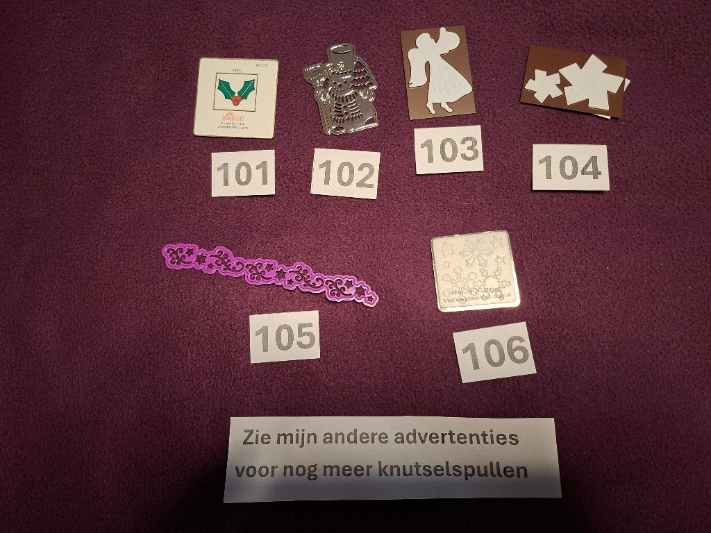 Kerst snijmallen (nr 101 t/m 106), Hobby en Vrije tijd, Kaarten | Zelf maken, Ophalen of Verzenden, Zo goed als nieuw, Kerst, Pons of Mal