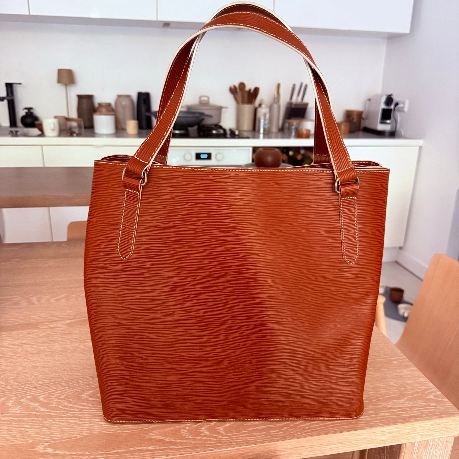 Bruine leren shopper, Ophalen of Verzenden, Zo goed als nieuw, Bruin, Handtas