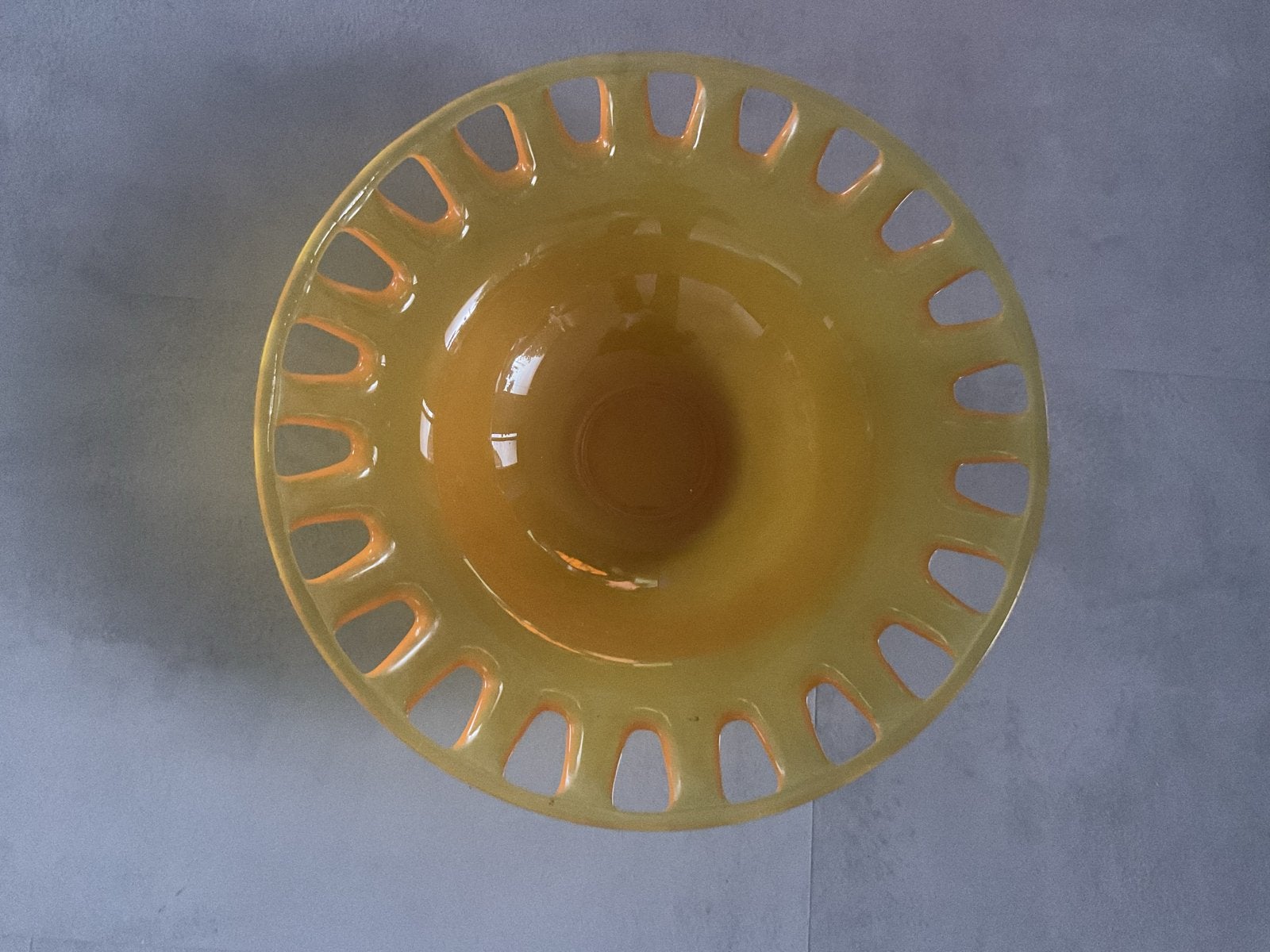 Vintage Gele Glazen Fruitschaal met Open Rand, Ophalen of Verzenden