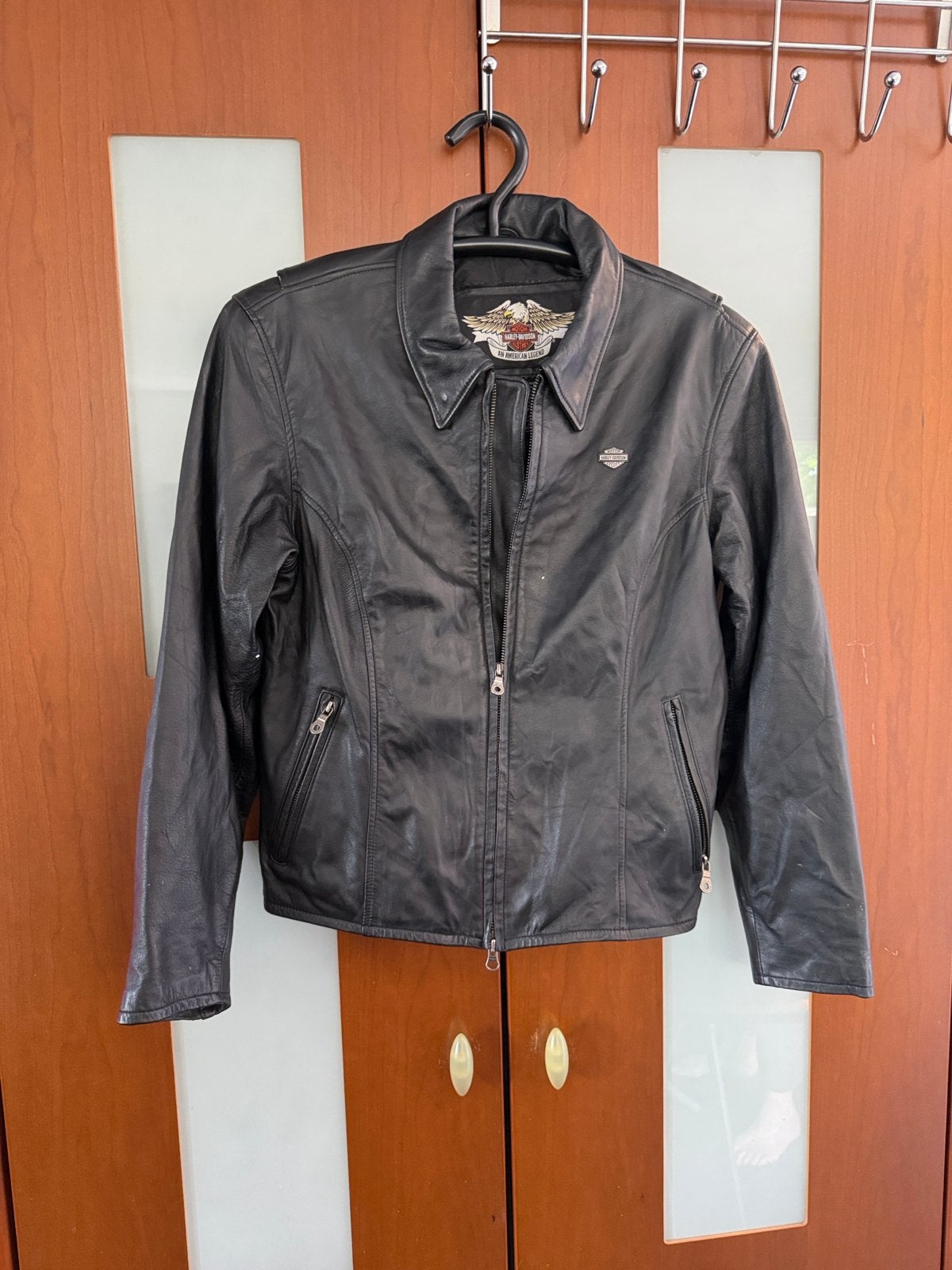 Casuel Harley Davidson Leren Jas Maat L, Kleding | Dames, Jassen | Zomer, Ophalen of Verzenden, Gedragen, Maat 42/44 (L), Zwart