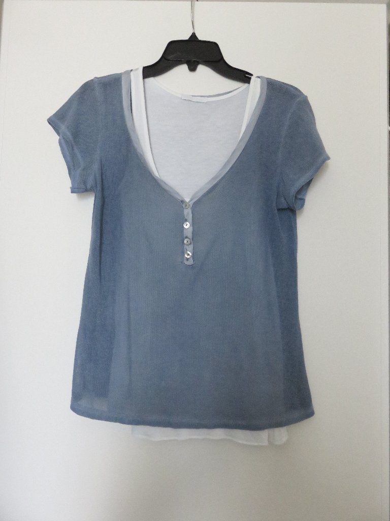 Nieuw shirt 2 delig wit/ blauw Italie S/M  Nieuwprijs €34,90, Kleding | Dames, T-shirts, Blauw, Nieuw, Ophalen of Verzenden, Korte mouw