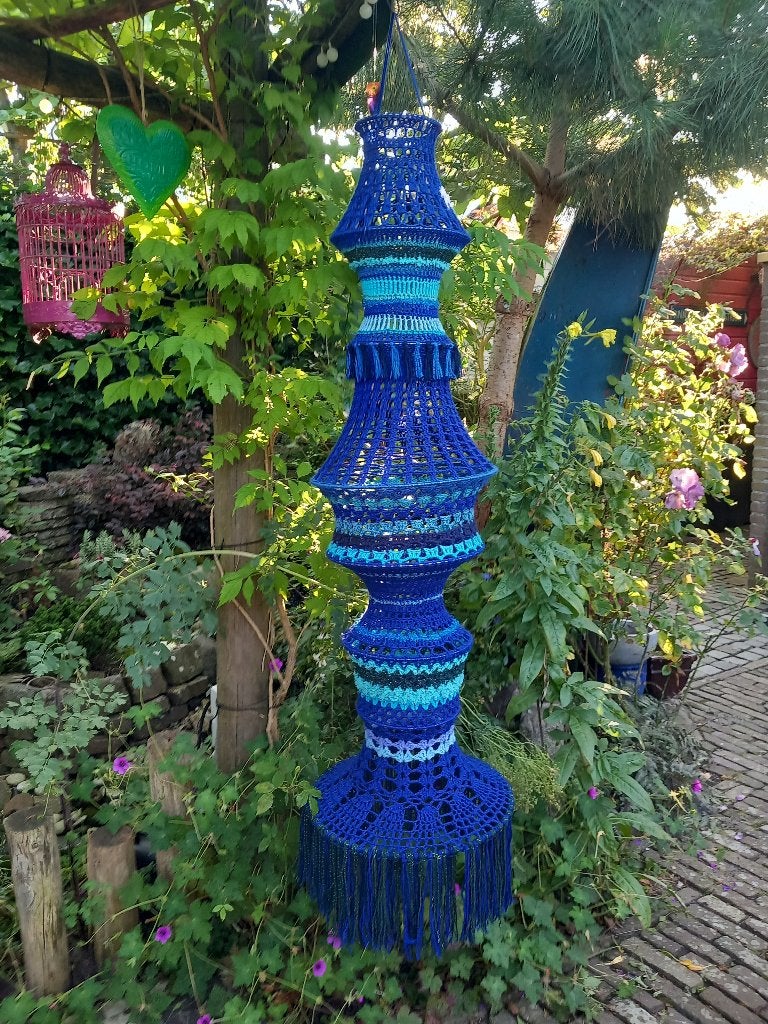 visnetlamp gehaakt, Overige materialen, Verzenden, Blauw, 40 cm