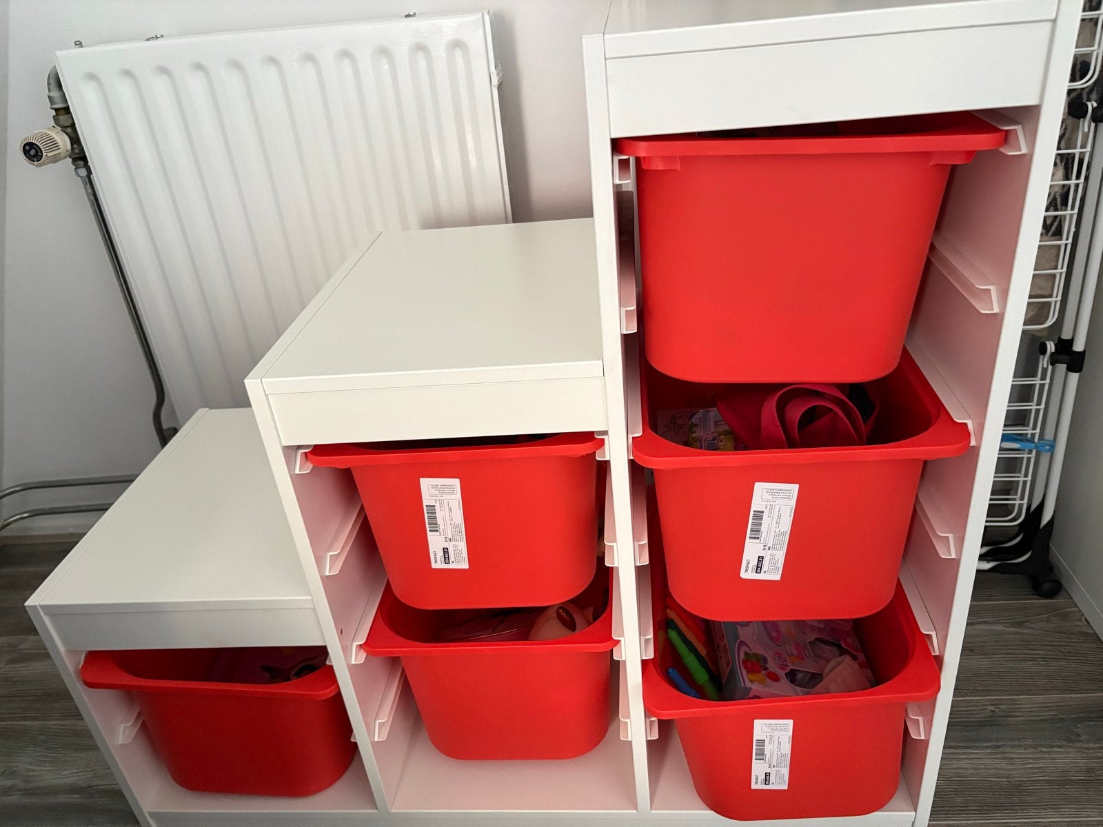 IKEA Trofast Opbergcombinatie met Bakken - Wit/Rood, Ophalen, Gebruikt, Kast, 100 cm of meer