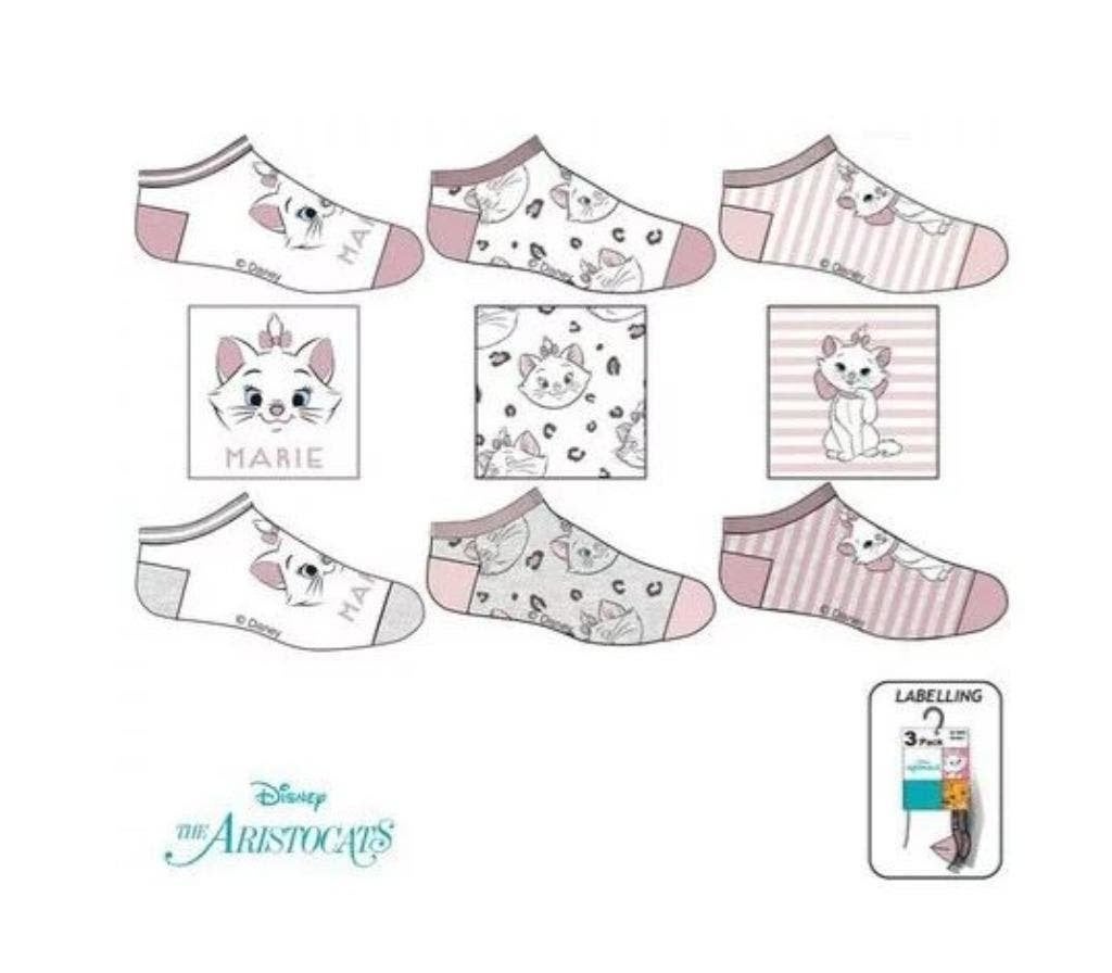 3 paar Marie Cat Sneakersokken Disney - Maat 27/30 - 31/34, Disney, Meisje, Nieuw, Ophalen of Verzenden