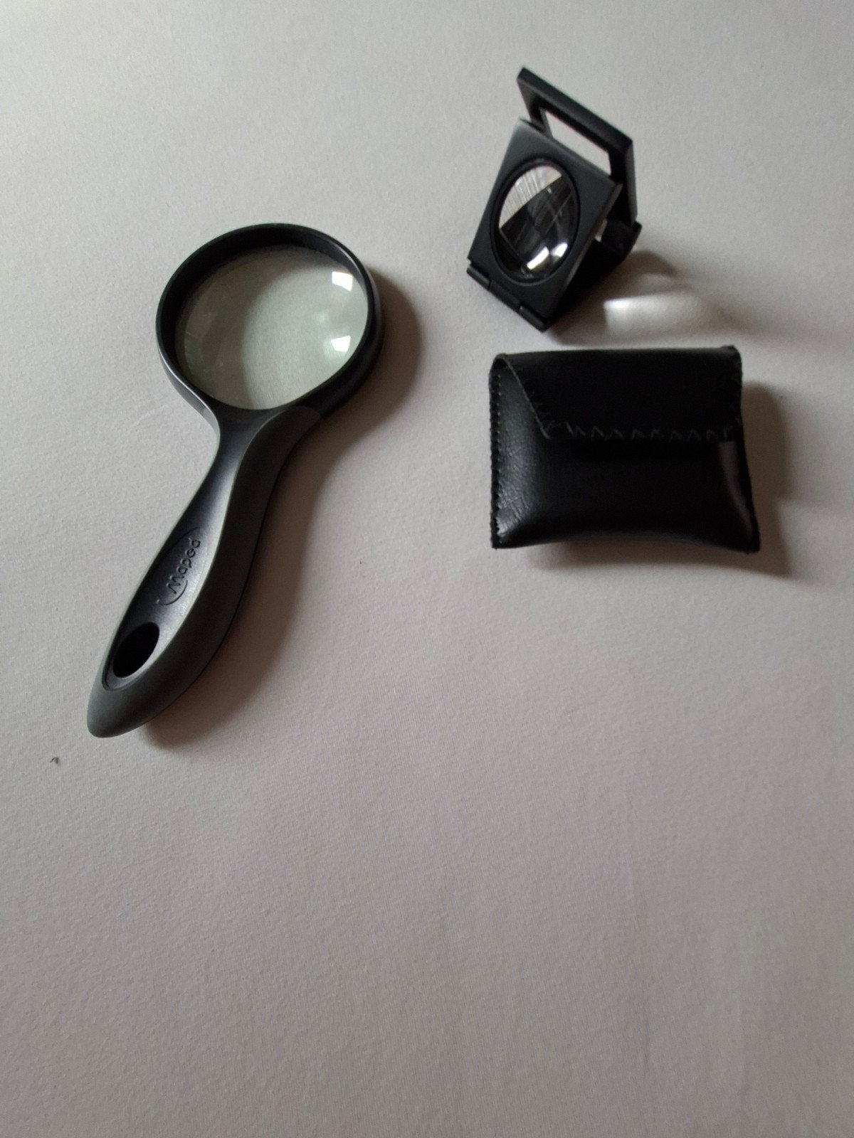 Vergrootglas en opvouwbare loep met etui, Ophalen, Gebruikt, Vergrootglas of Loep