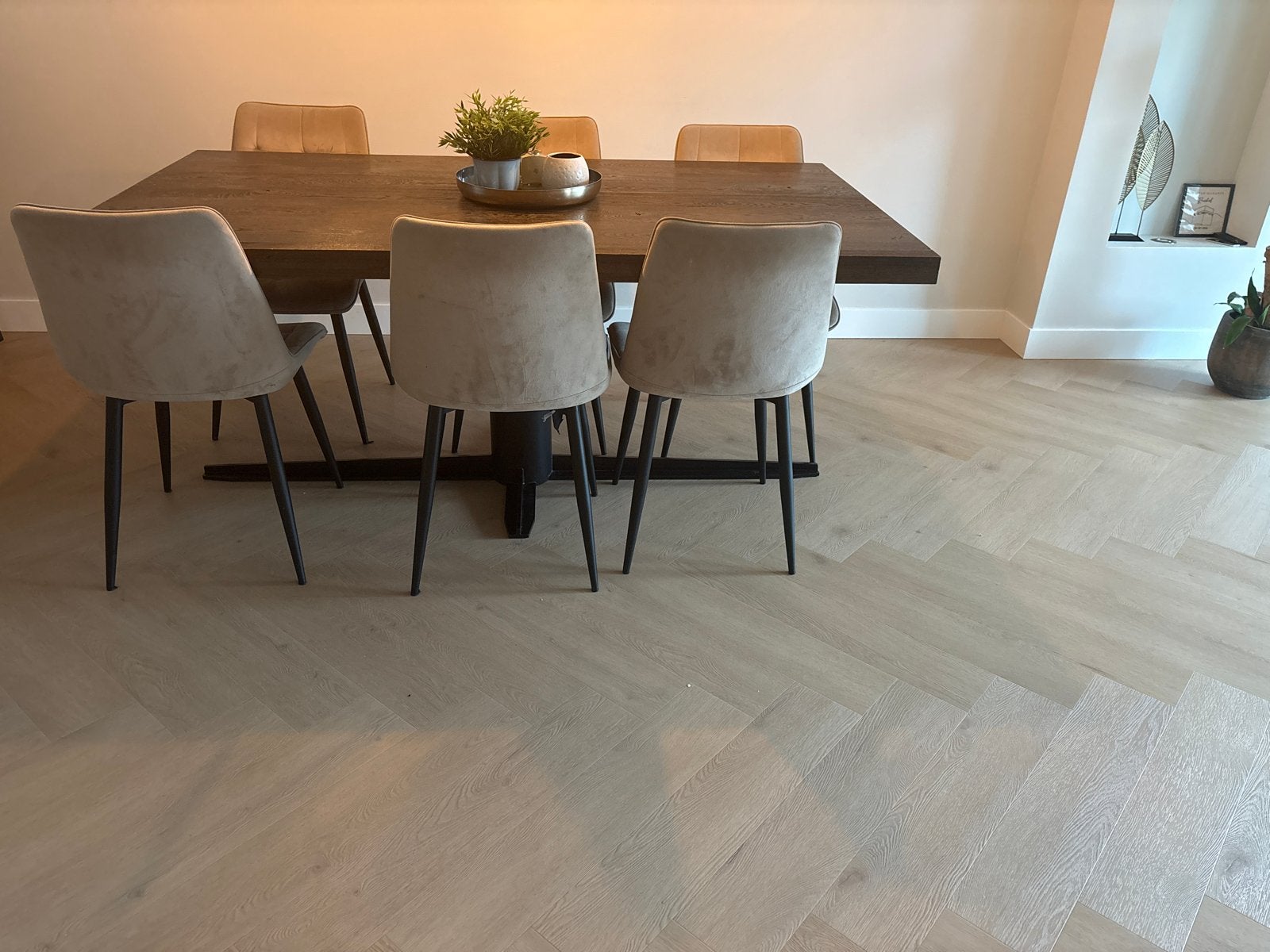 Robuuste eettafel met metalen onderstel, Ophalen, Gebruikt, 100 tot 150 cm, Vijf personen of meer