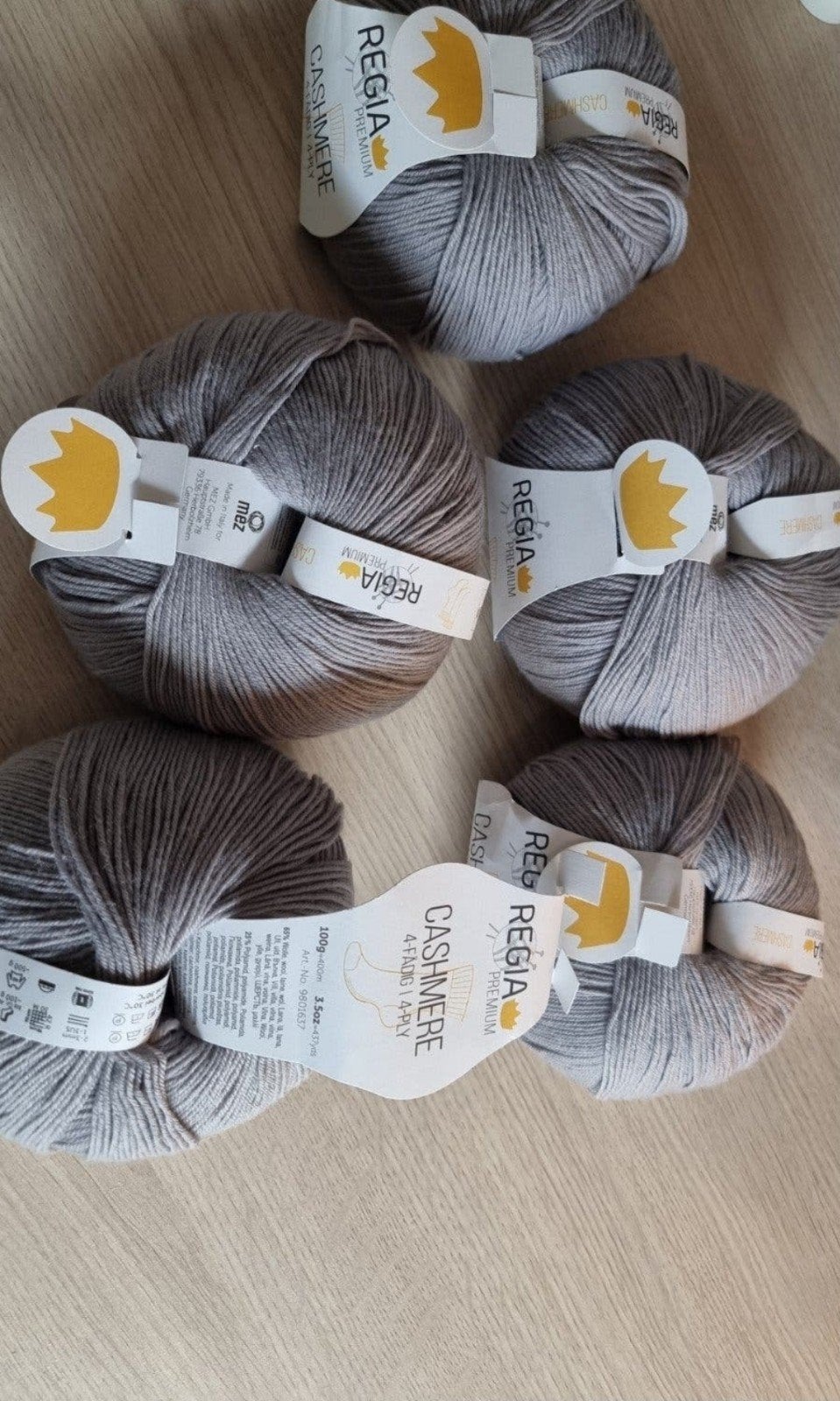 5 bollen Regia Premium Cashmere 4-draads sokkenwol, Ophalen of Verzenden, Nieuw, Breien, Wol of Garen