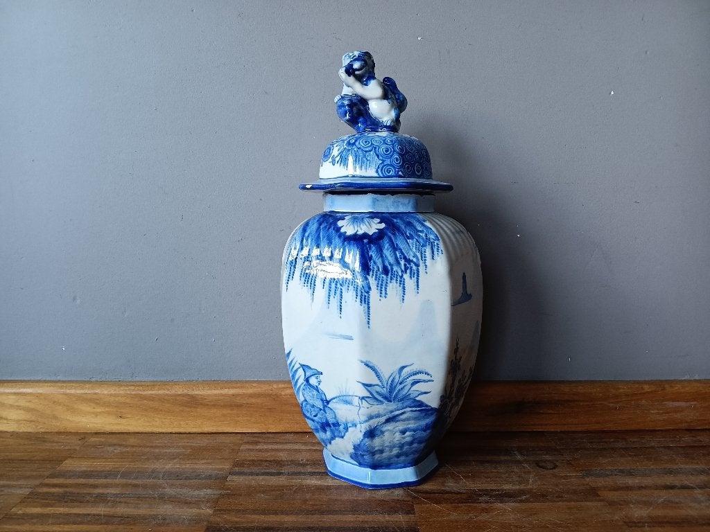 Mooie dekselvaas gesigneerd S.Clèment, Antiek en Kunst, Antiek | Vazen, Ophalen of Verzenden