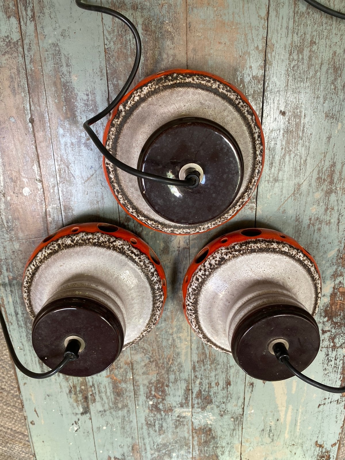 Set van 3 Fat Lava hanglampen - Oranje en Grijs, Antiek en Kunst, Ophalen
