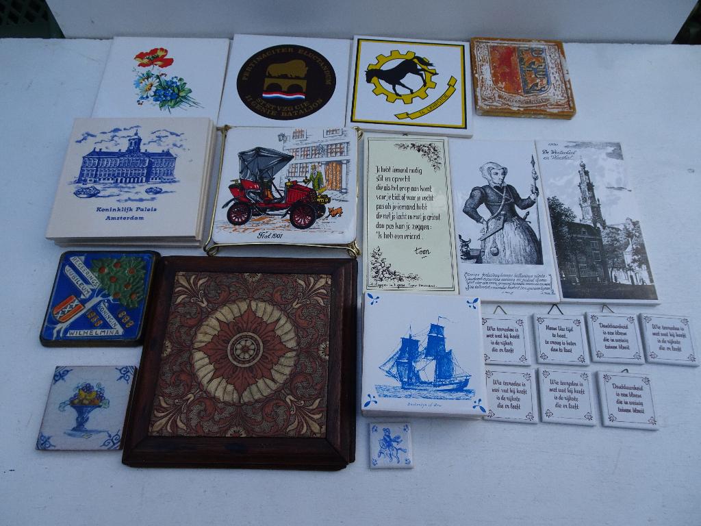 34 diverse vintage tegels w.o. van Goedewagen en Johnson., Antiek en Kunst, Ophalen of Verzenden