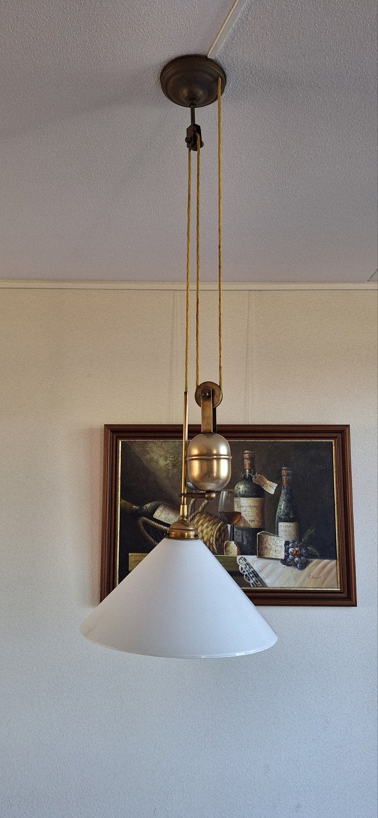 Melkglas eettafellamp, Ophalen of Verzenden