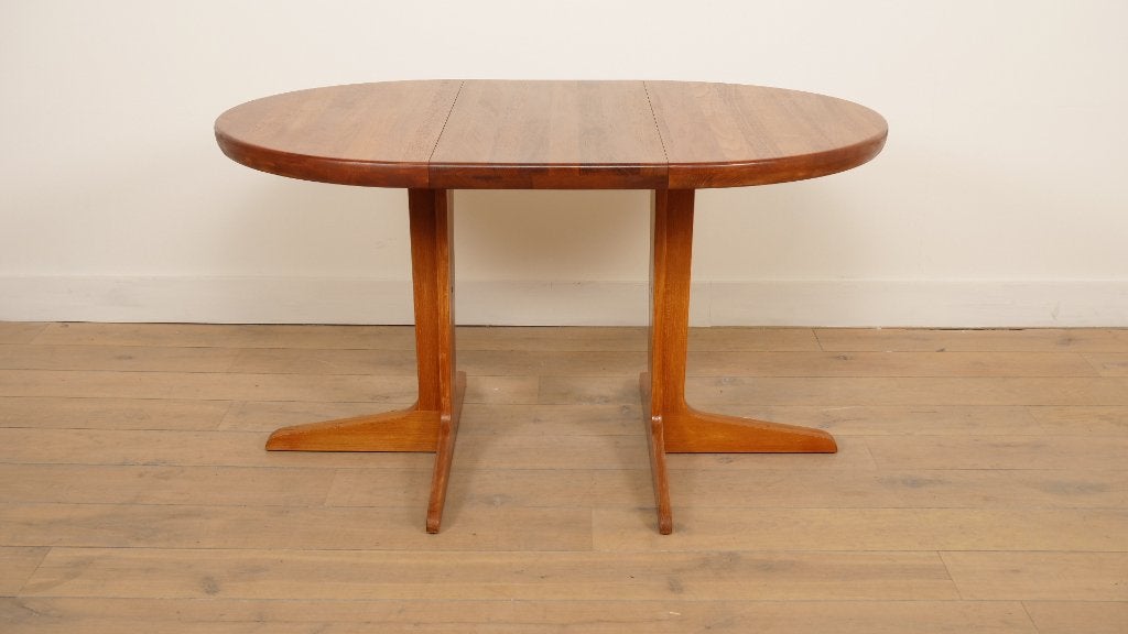 Compacte vintage ronde eettafel | uitschuifbaar |, Huis en Inrichting, Tafels | Eettafels, Retro, vintage, scandinavisch design, mid-century modern, deens