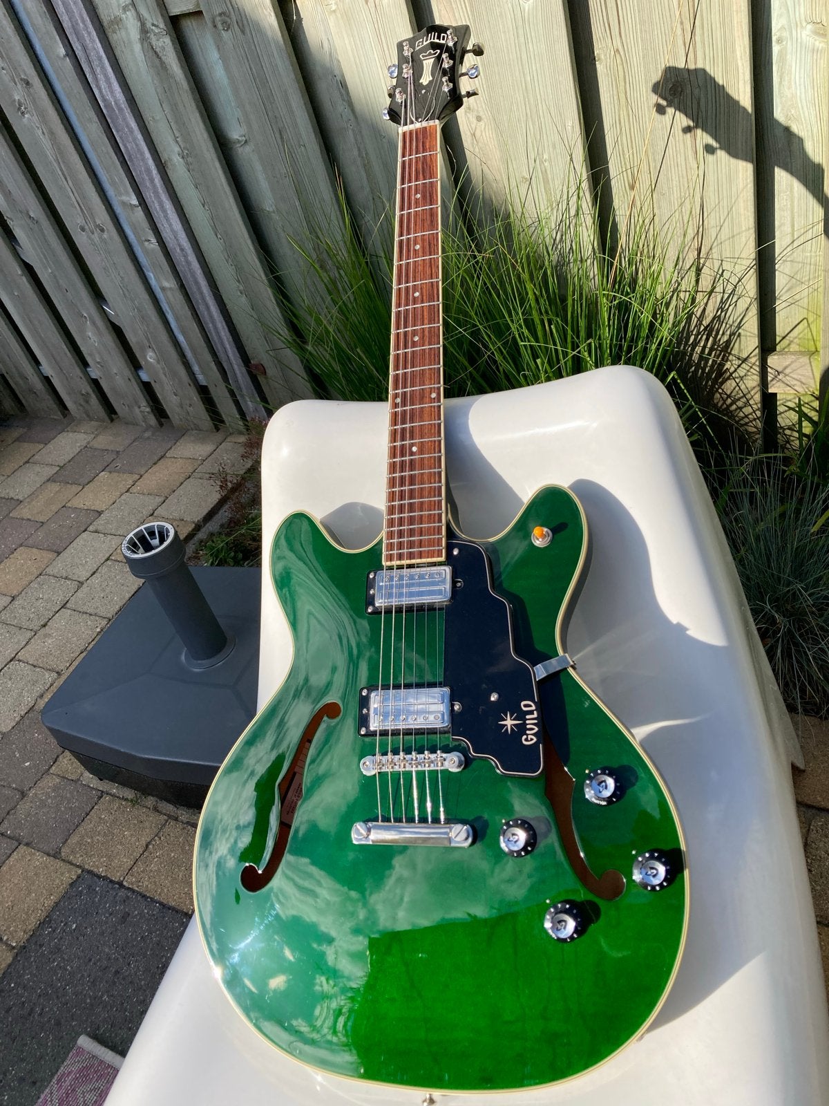 Guild Starfire IV met case en papieren, Ophalen of Verzenden, Gebruikt, Semi-solid body, Overige merken