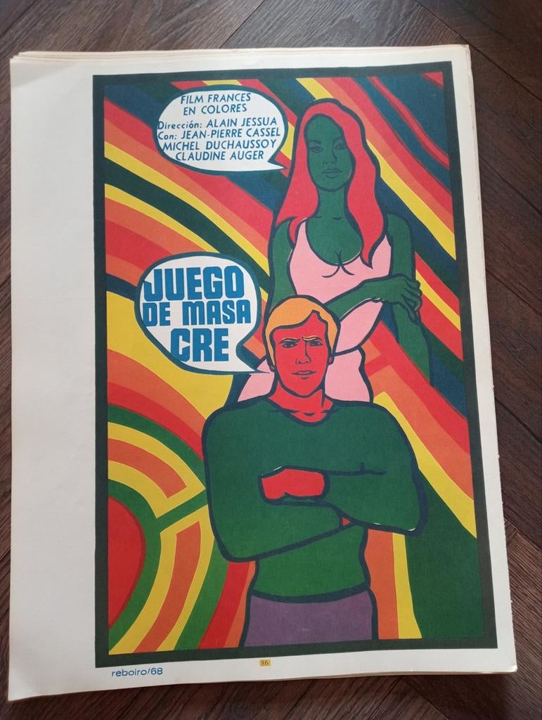 Pop Art film affiche Cuba 1970, Ophalen of Verzenden, Gebruikt, A1 t/m A3, Film en Tv