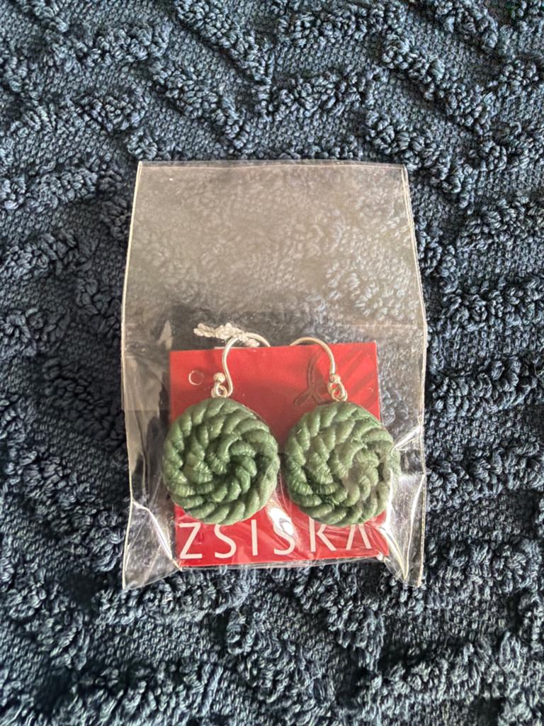 ZSISKA Groene Gevlochten Oorbellen, Overige materialen, Hangers, Verzenden, Nieuw