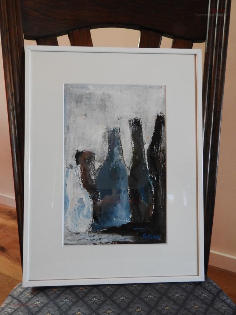 Stilleven met flessen - Gesigneerd - Erica Nass (1956-), Antiek en Kunst, Kunst | Schilderijen | Klassiek, Ophalen of Verzenden
